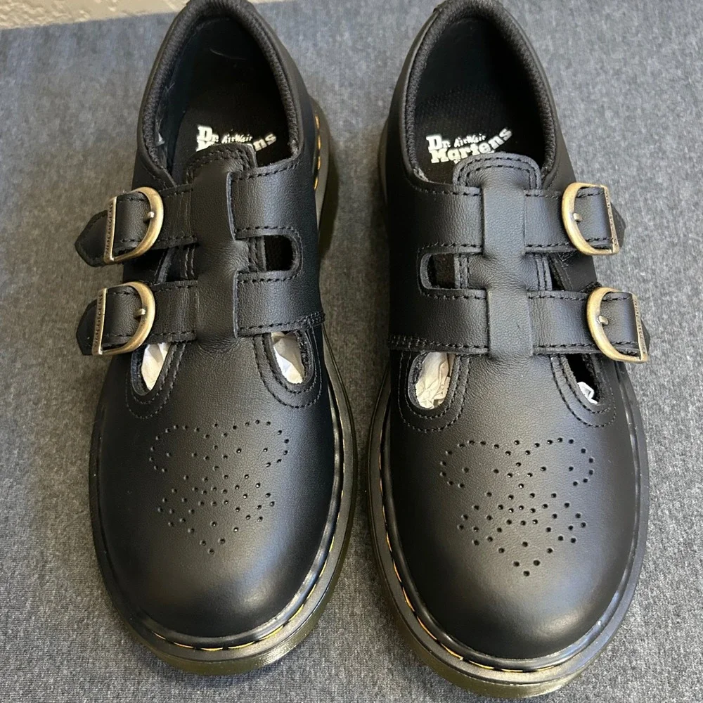 Dr Martens 8065 J Kids US 2 Black Softy T Leather Mary Jane Shoes NIB
